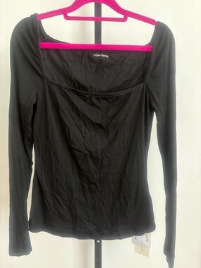 🔥🖤Commense Black Long Sleeve Square Neck Top